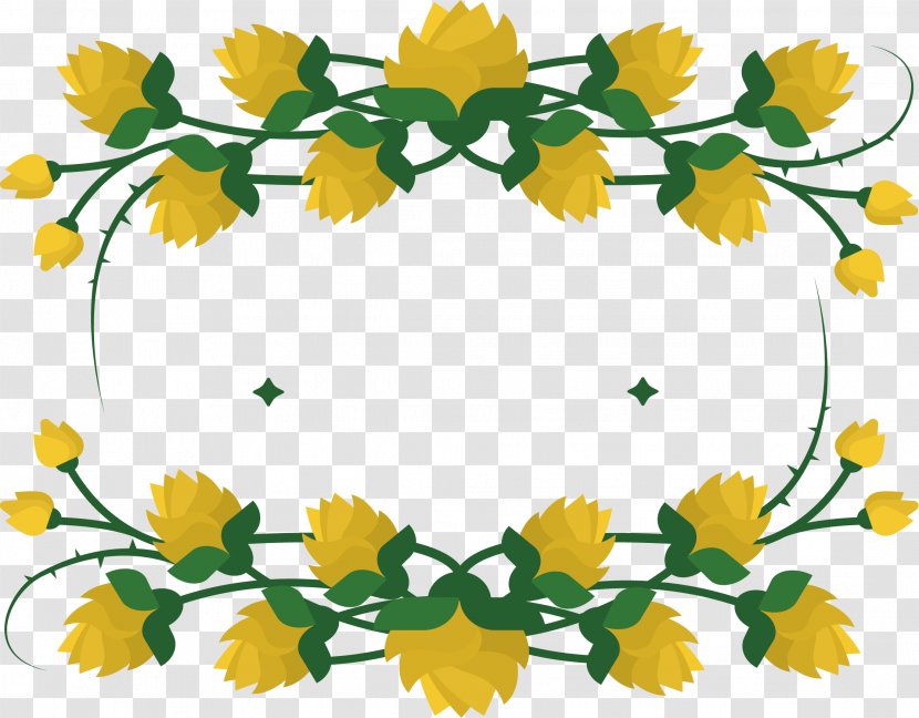Floral Design Yellow Clip Art - Flora - Chrysanthemum Title Decoration Box Transparent PNG