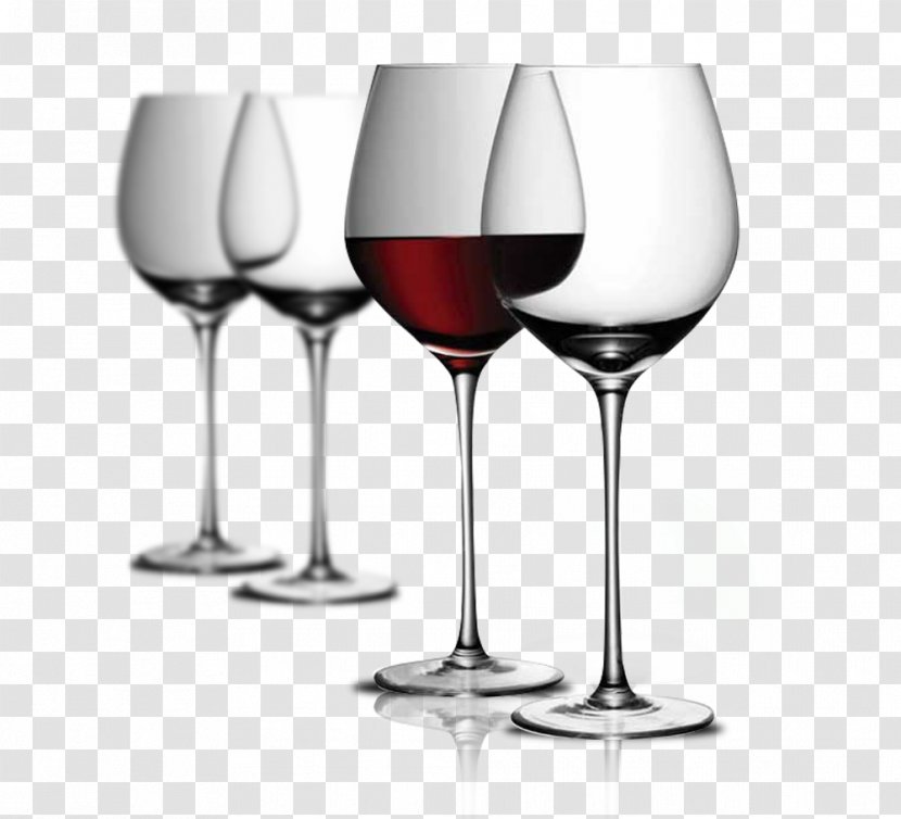 Red Wine White Champagne Glass - Barware Transparent PNG