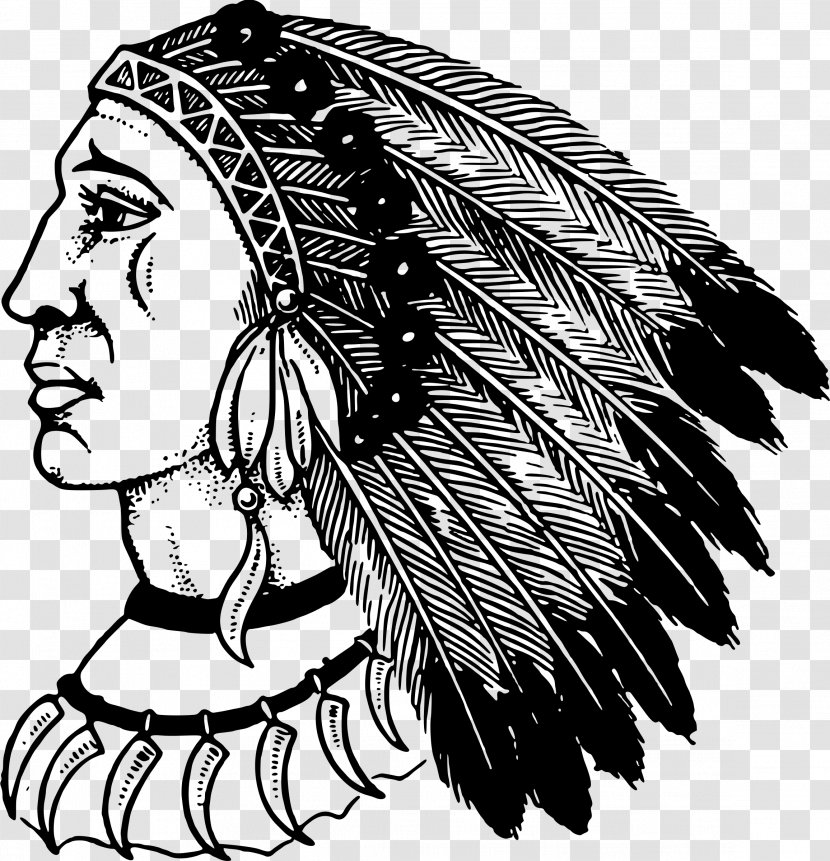 Native Americans In The United States Drawing Clip Art - Black And White Transparent PNG