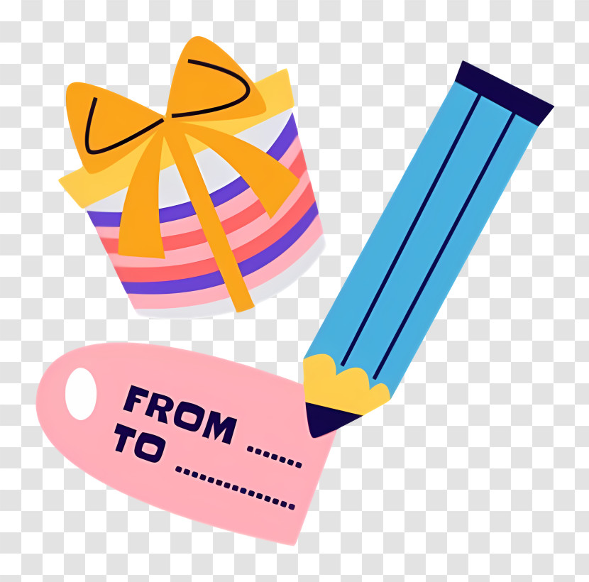 Colorful Present - Gift With Tag And Pencil Transparent PNG