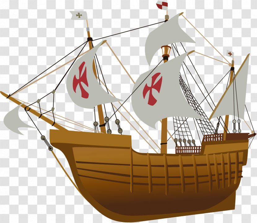 Brigantine Illustration - Cog - Vector Wood Ship Transparent PNG