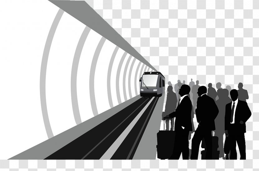 Train Rail Transport Rapid Transit Silhouette Illustration - Railway Station Platform Transparent PNG