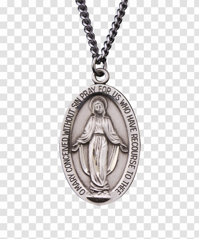 Miraculous Medal Rosary Locket Prayer Charms & Pendants - Nickel - Silver Transparent PNG