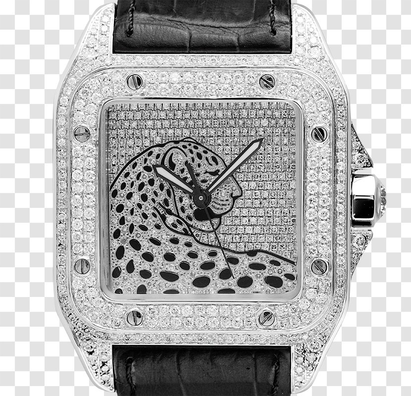 Cartier Santos 100 Watch Strap Diamond Transparent PNG