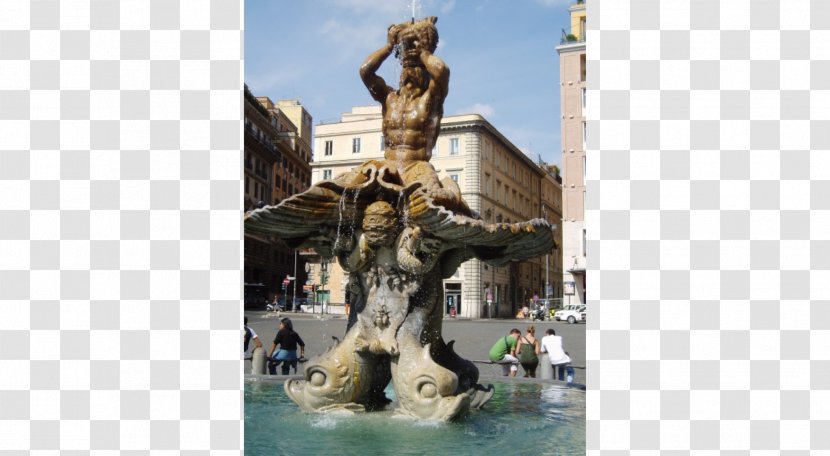 Fontana Del Tritone, Rome Trevi Fountain Dei Quattro Fiumi Piazza Barberini Spanish Steps - Nile Boat Transparent PNG