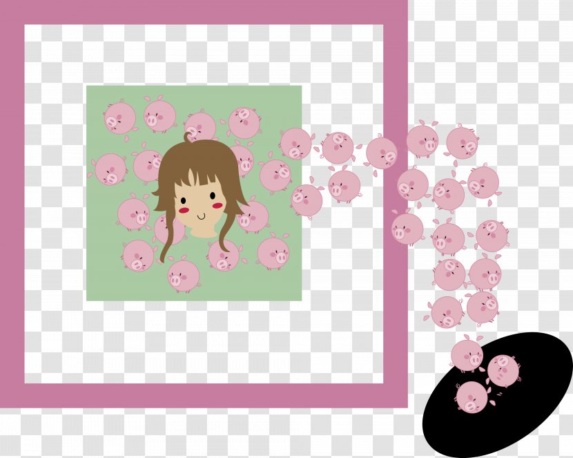 Cartoon Picture Frames Pink M Pattern - Watercolor - Hole Transparent PNG