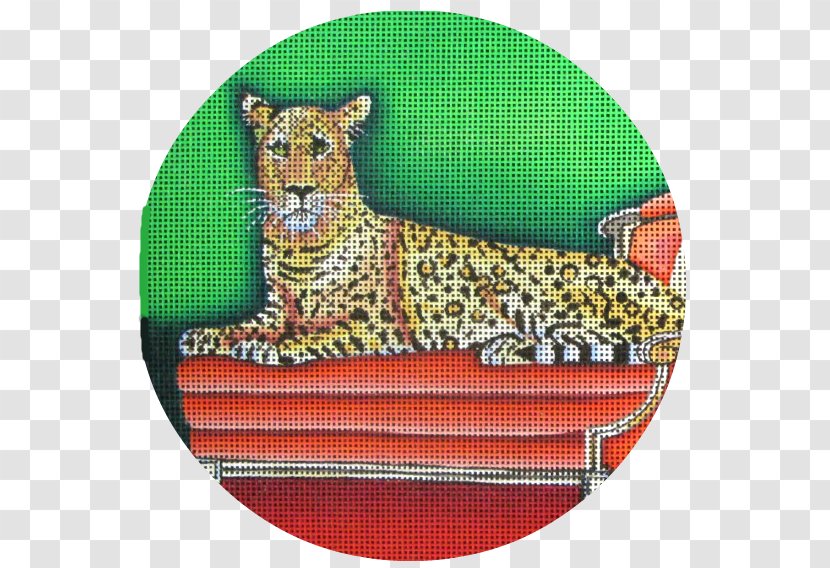 Big Cat Needlepoint Carnivora - Christmas - Hand-painted Palm Transparent PNG