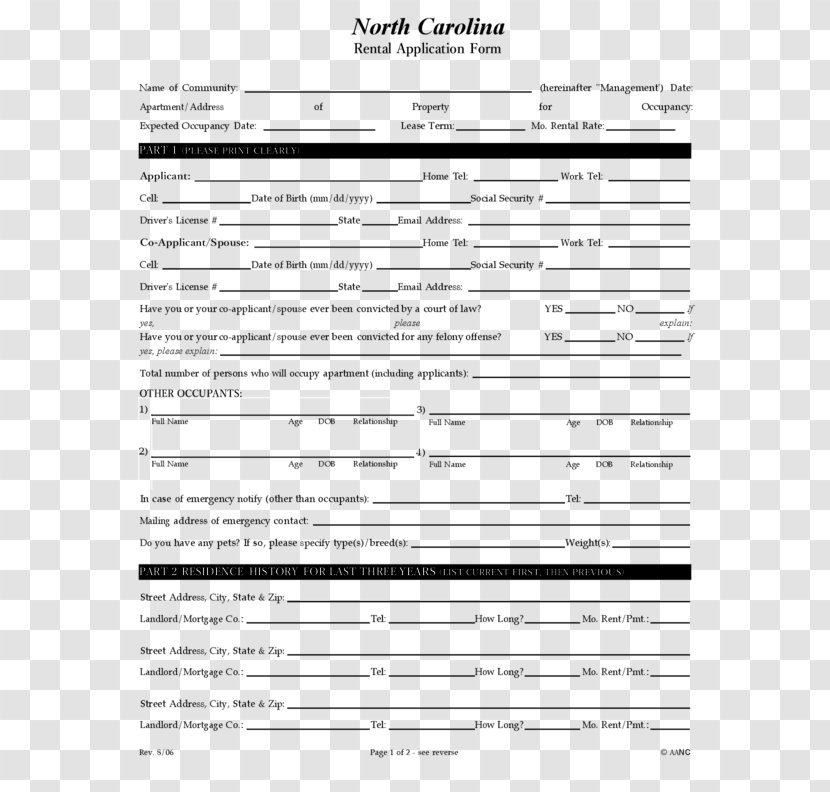 North Carolina Rental Agreement Lease Form Contract - Flower - Apartment Transparent PNG