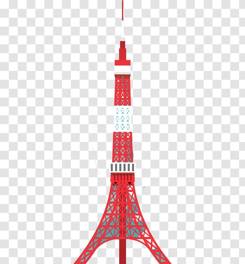 Tokyo Tower Eiffel Icon - Red Flat Transparent PNG