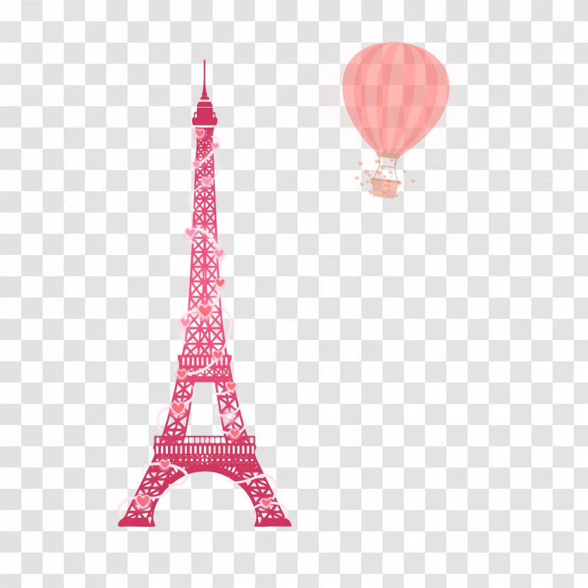 Eiffel Tower Icon - Pink - Hot Air Balloon Transparent PNG