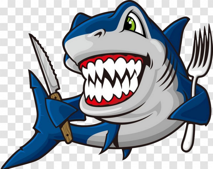 Blue Shark Great White Clip Art - Cartoon Transparent PNG
