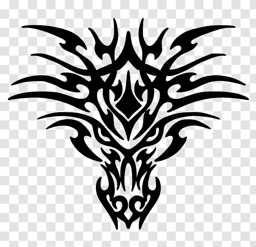 Dragon Black And White Clip Art - Editing - Tattoo Image Transparent PNG