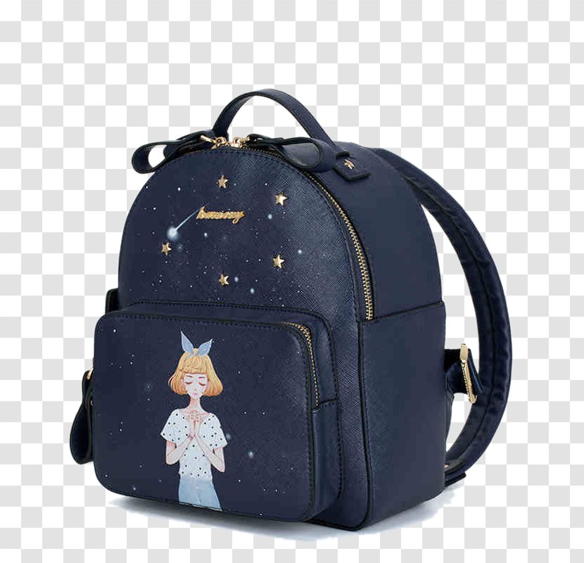 Drawing Cartoon Backpack - Star Pattern Transparent PNG