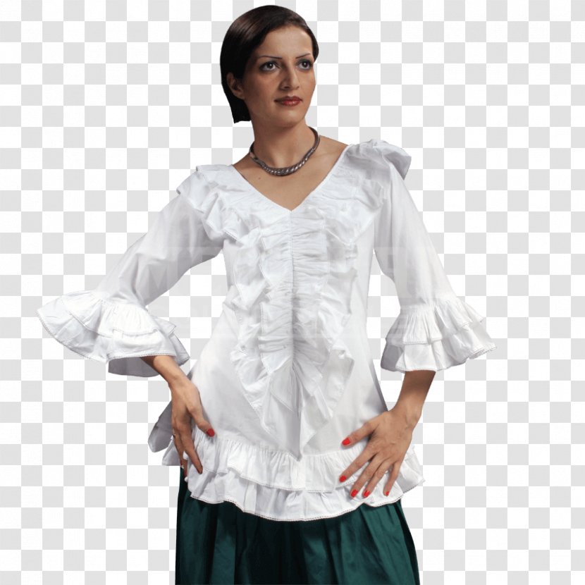 Blouse Shoulder Sleeve Costume Outerwear - White - Ruffles Transparent PNG