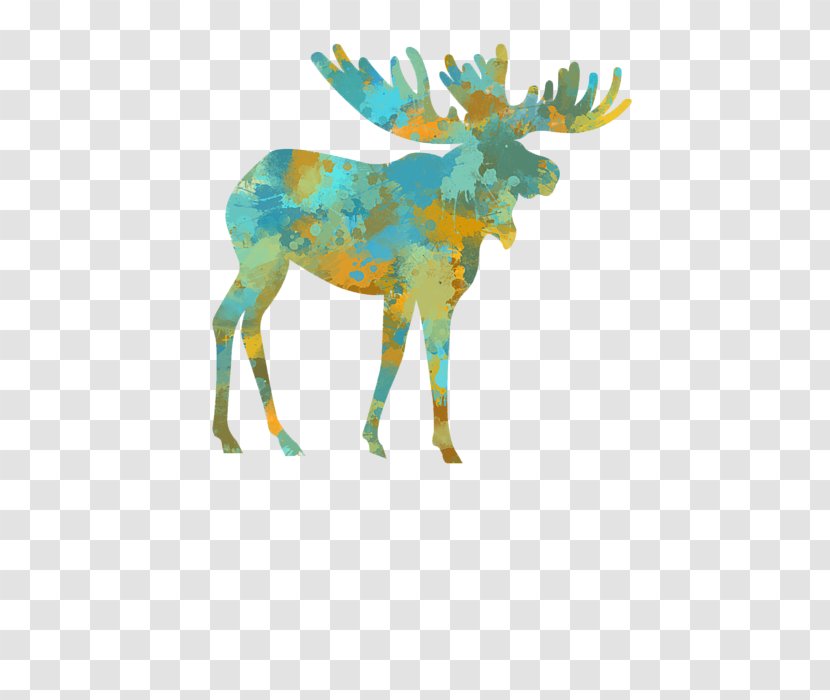 Moose Deer American Black Bear Elk Clip Art - Reindeer - MOUSE Watercolor Transparent PNG
