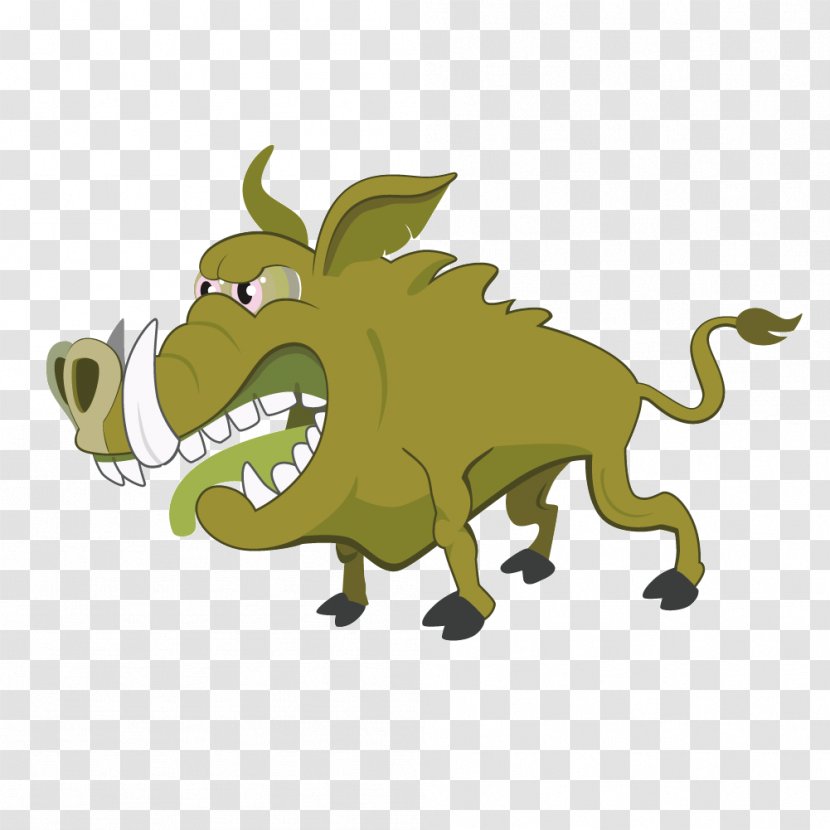 Wild Boar Cartoon Stock Illustration Clip Art - Photography - Vector Angry Bison Transparent PNG
