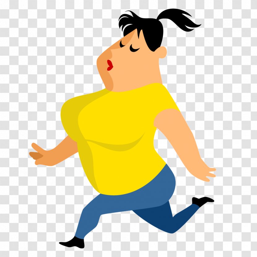 Running Illustration - Shoulder - Yellow Obese People Lose Weight Jogging Transparent PNG