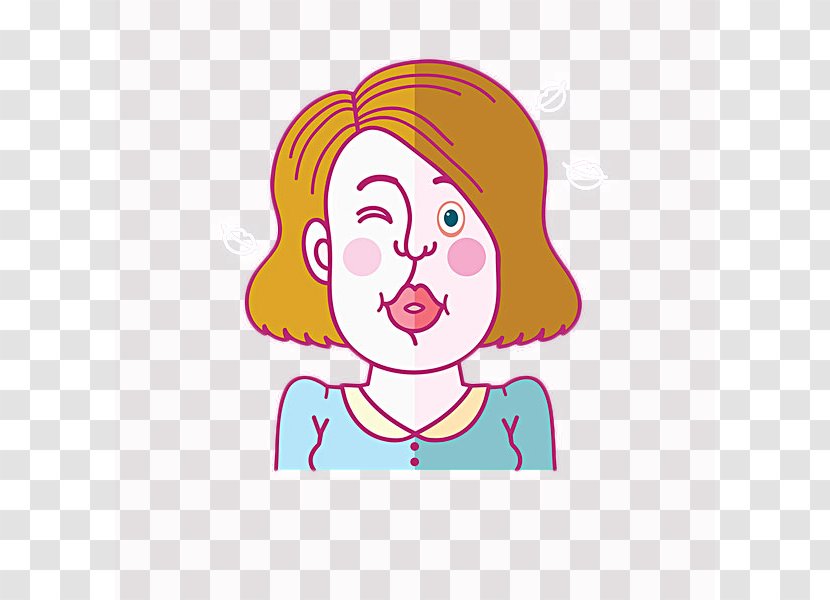 Cartoon Illustration - Watercolor - Avatar Woman Pout Transparent PNG