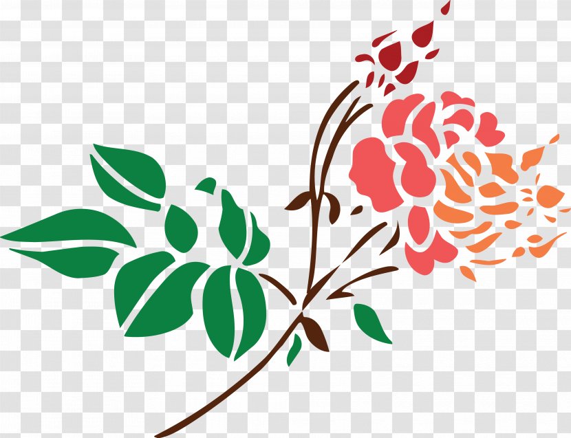 Rose Color Floral Design Clip Art - Branch - Roses .Ai Transparent PNG