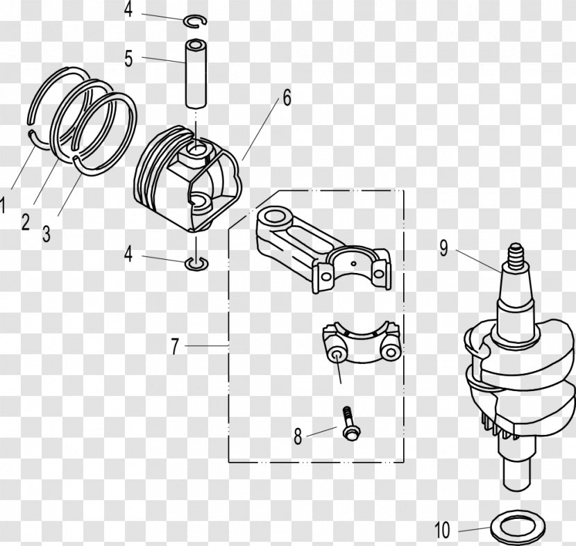 Yamaha Motor Company Outboard Crankshaft Fuel Tank Starter - Line Art - Diagram Transparent PNG