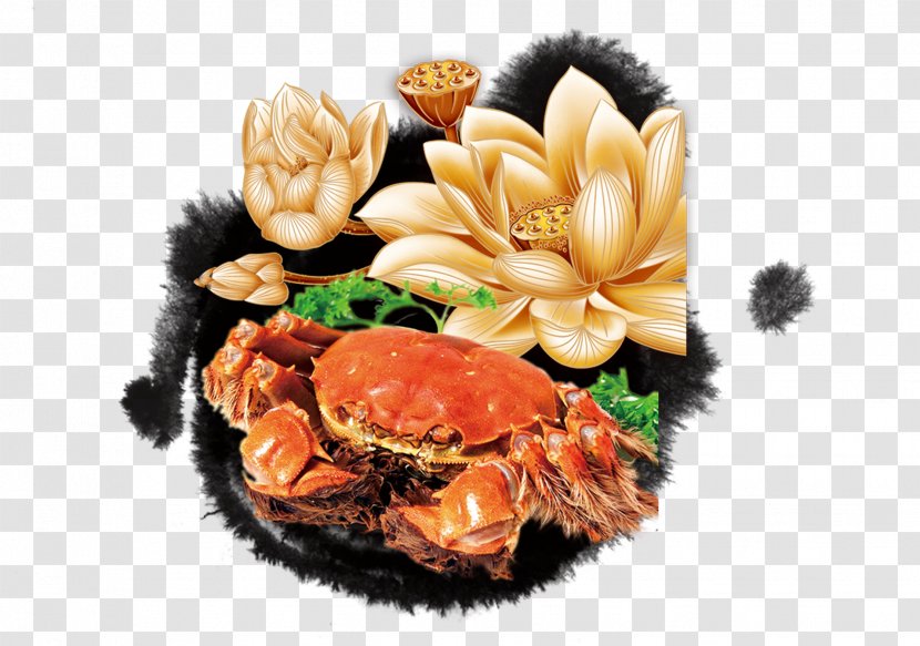 Chinese Mitten Crab Cuisine Seafood - Poster - Crabs And Lotus Transparent PNG
