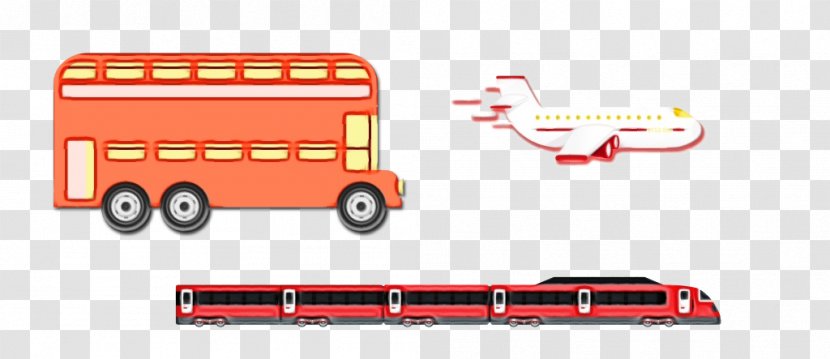 Bus Cartoon - Watercolor - Freight Transport Toy Transparent PNG