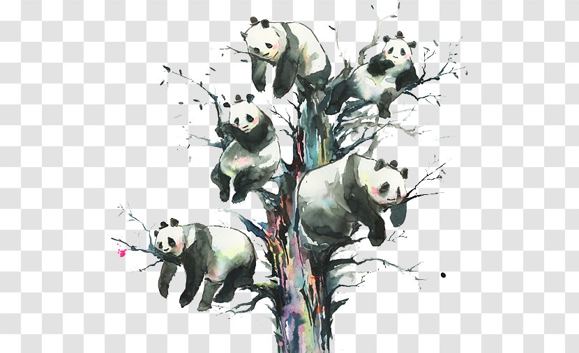 Out Of Gravity Painting Art Printmaking Illustration - Panda Transparent PNG