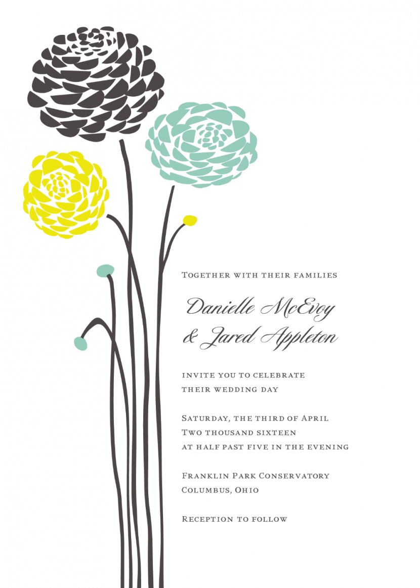 Wedding Invitation Dahlia Flower RSVP - Baby Shower - Aqua Cliparts Transparent PNG