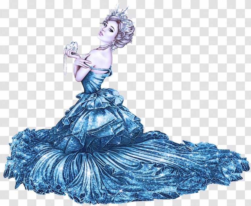 Blue Aqua Dress Figurine Costume Design Transparent PNG