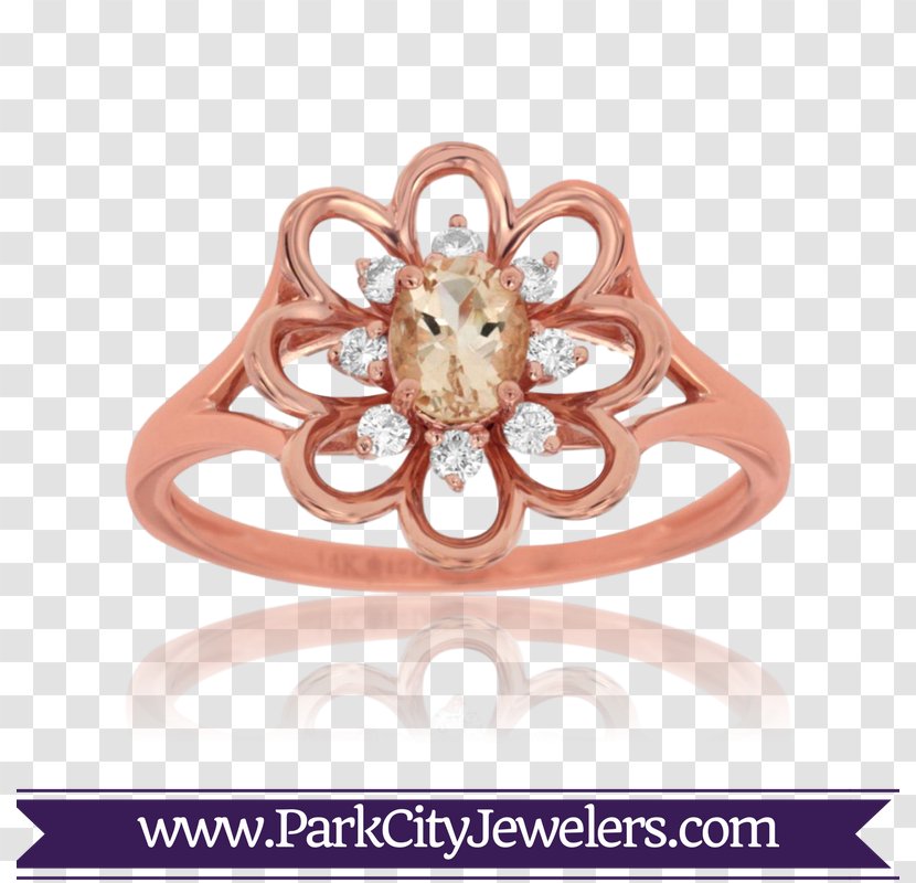 Jewellery Ring Morganite Gold Diamond - Gemstone - Silver Flower Stone Transparent PNG