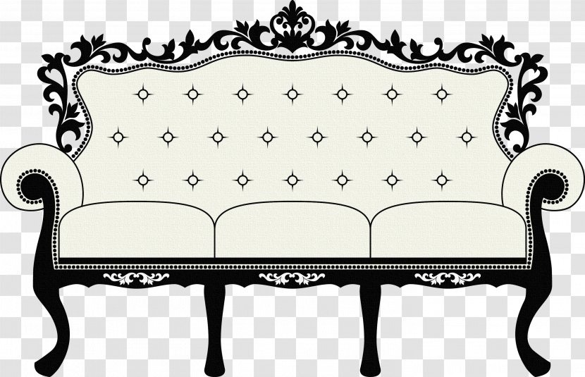 Table Couch Vintage Clothing Furniture Clip Art - Area - Hand-painted Black And White Sofa Transparent PNG