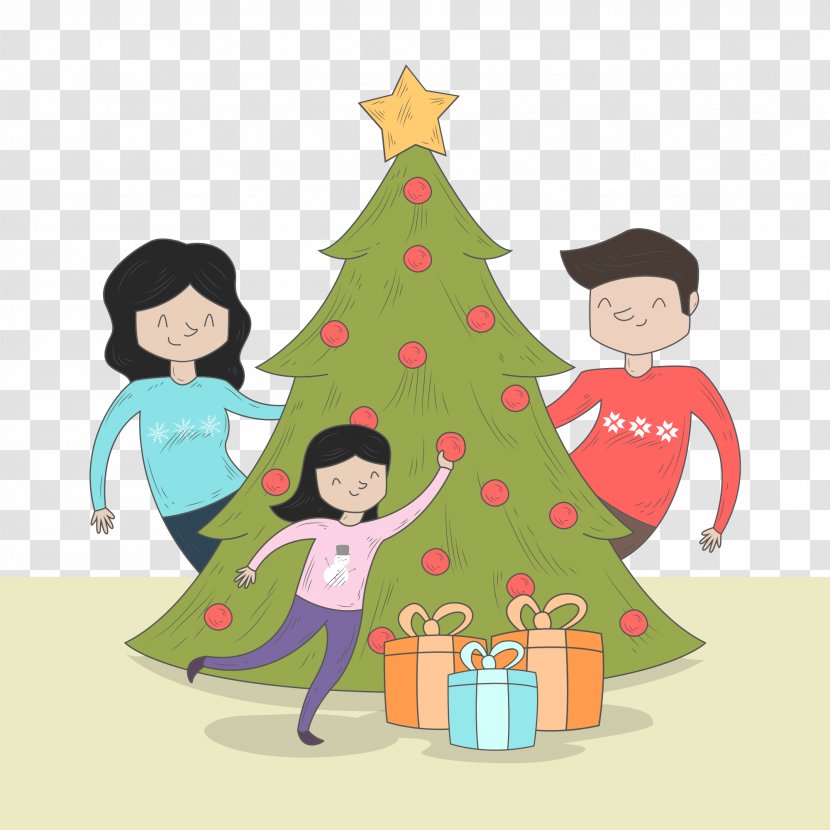 Christmas Tree Family - Vector Transparent PNG