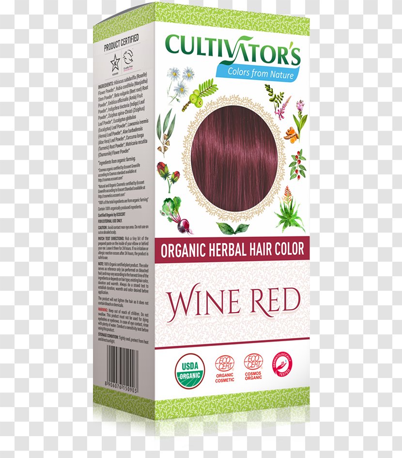 Organic Food Henna Hair Coloring Cultivator Human Color - Wine Red Transparent PNG