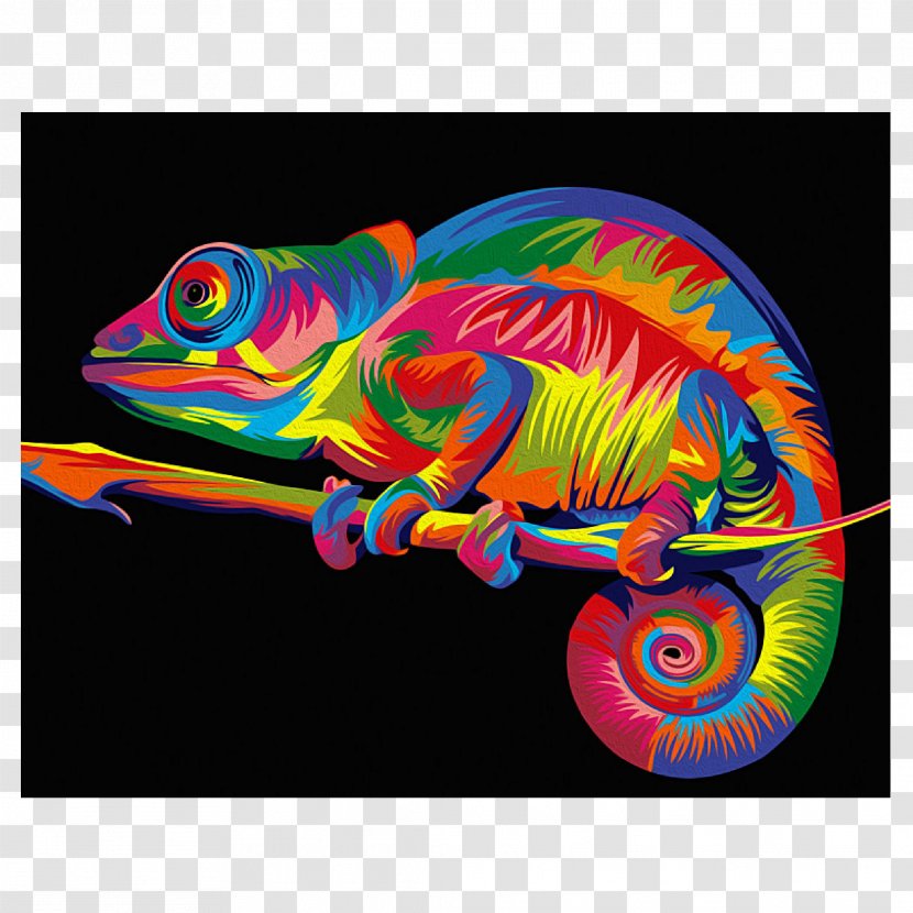 Chameleons Paint By Number Canvas Painting Easel - Crossstitch - Chameleon Transparent PNG