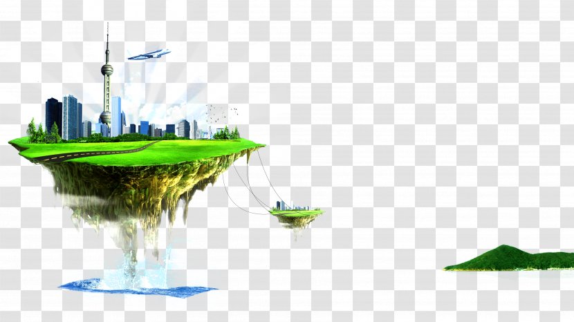 Modern Architecture - Grass - Hanging City Island Transparent PNG