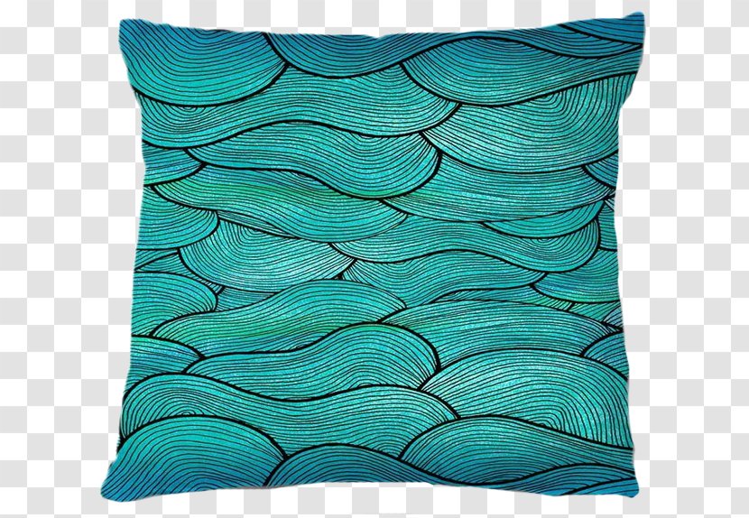Throw Pillow Cushion Couch - Carpet - Chinese Wind Waves Transparent PNG