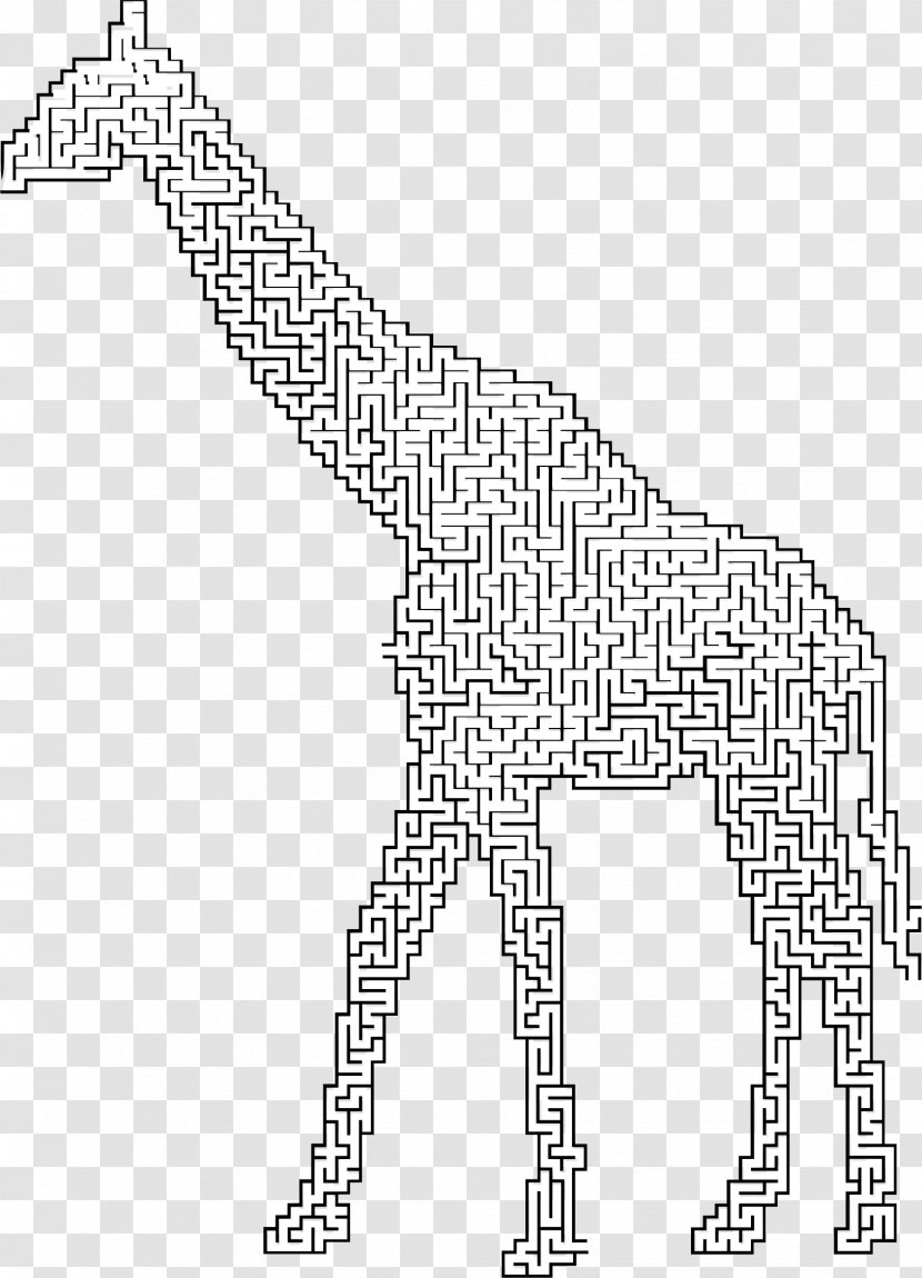 Giraffe Line Art Silhouette Maze Clip Transparent PNG