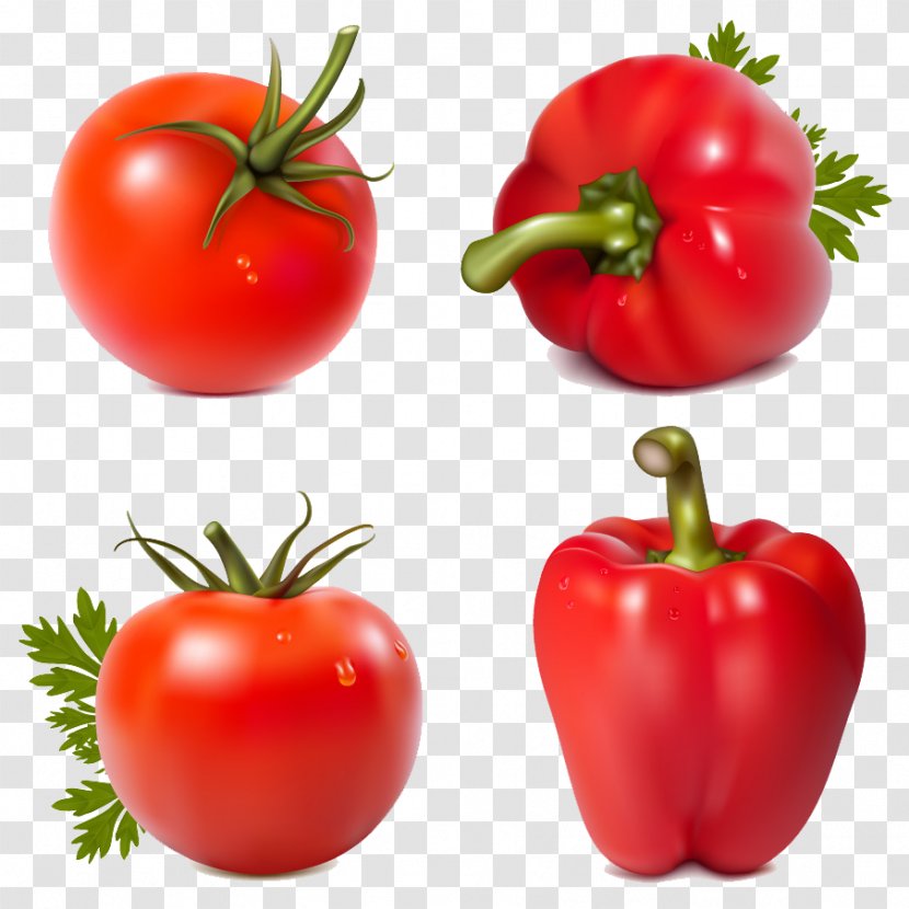 Bell Pepper Cherry Tomato Vegetable Pimiento - Plum - Red Vegetables Transparent PNG
