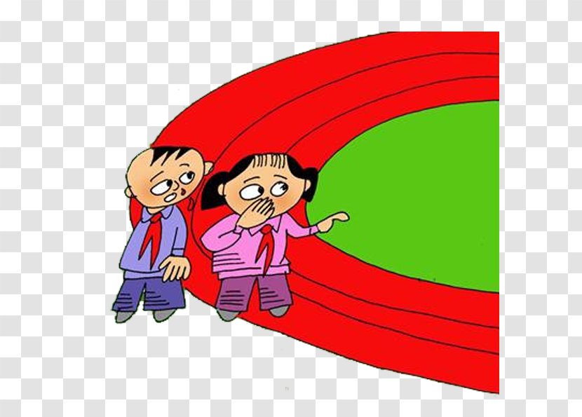 Schoolyard Cartoon Illustration - Heart - Clutching Nose Students And Playground Runway Transparent PNG