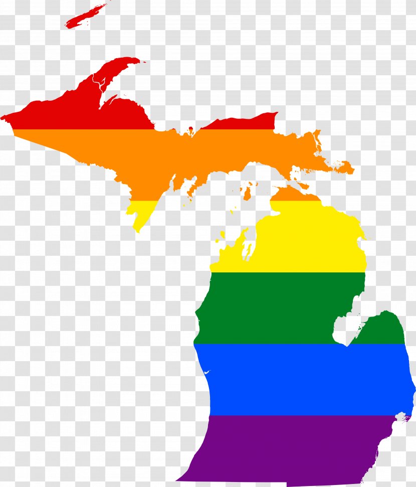 Flag Of Michigan Map Rainbow - Art - Mi Transparent PNG