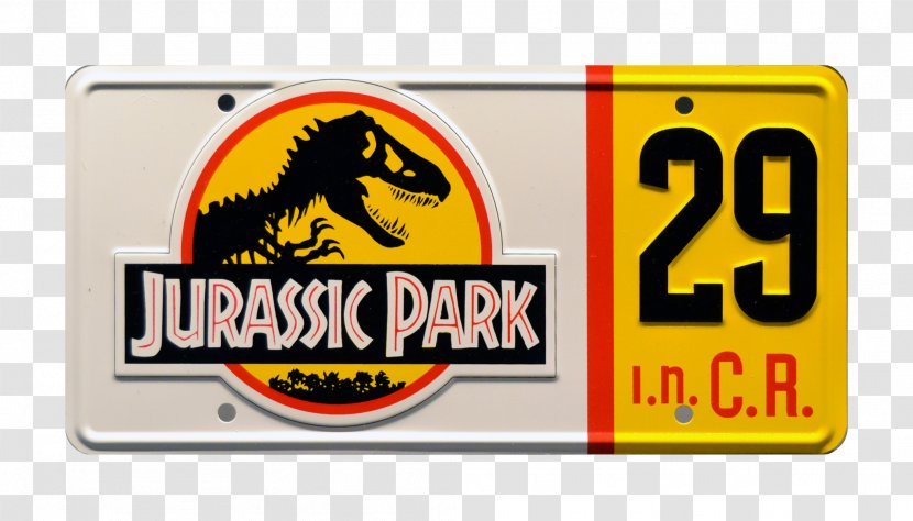 Vehicle License Plates Jurassic Park Logo - Yellow - Movie Props Transparent PNG