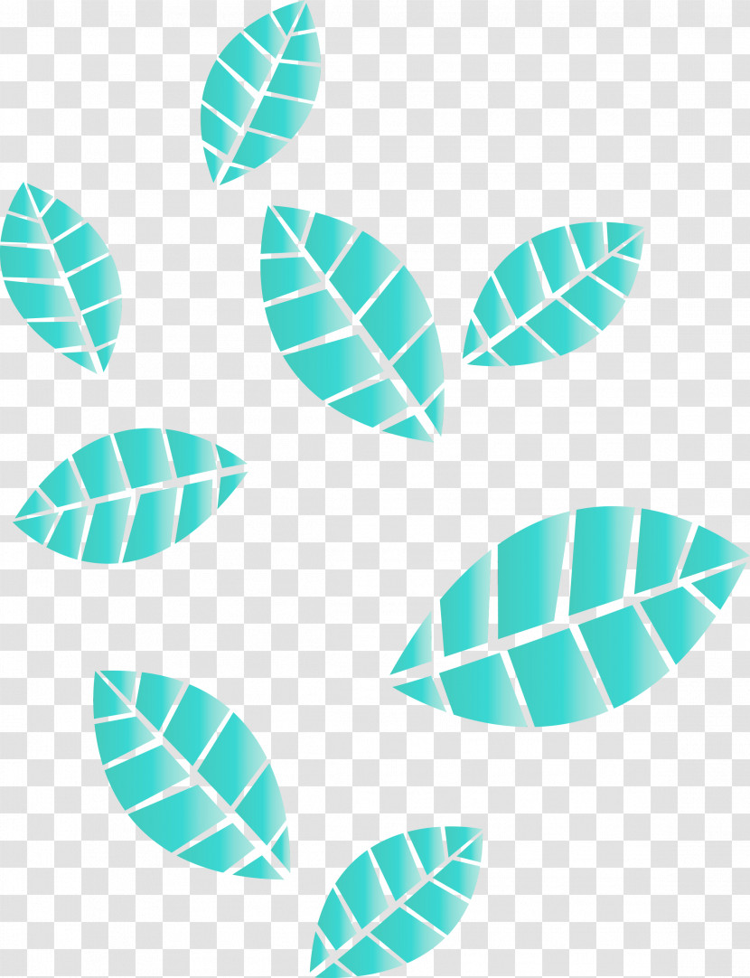 Aqua Turquoise Leaf Teal Pattern Transparent PNG