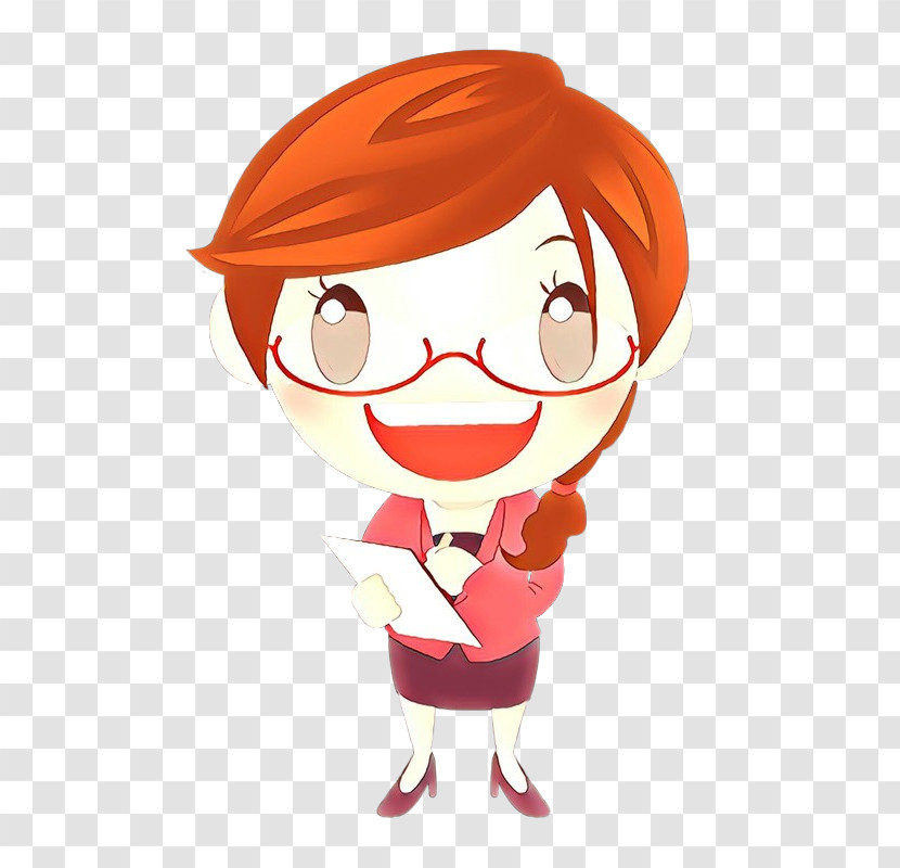 Cartoon Smile Red Hair Transparent PNG