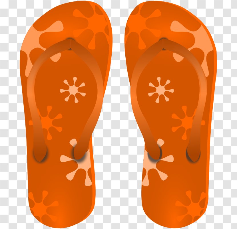Flip-flops Free Content Sandal Clip Art - Royaltyfree - Orange Snowflake Cartoon Slippers Transparent PNG