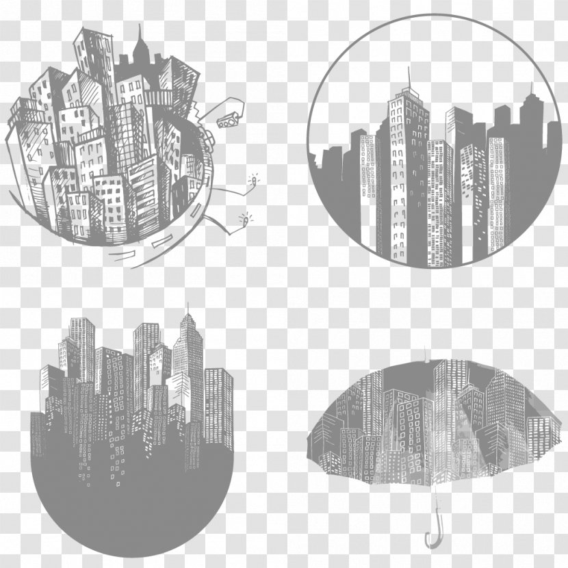 Cityscape Sticker PicsArt Photo Studio Clip Art - Monochrome Transparent PNG