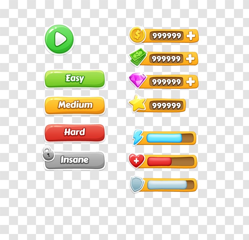 User Interface Design Game Interaction - Designer - A Set Of Buttons Transparent PNG