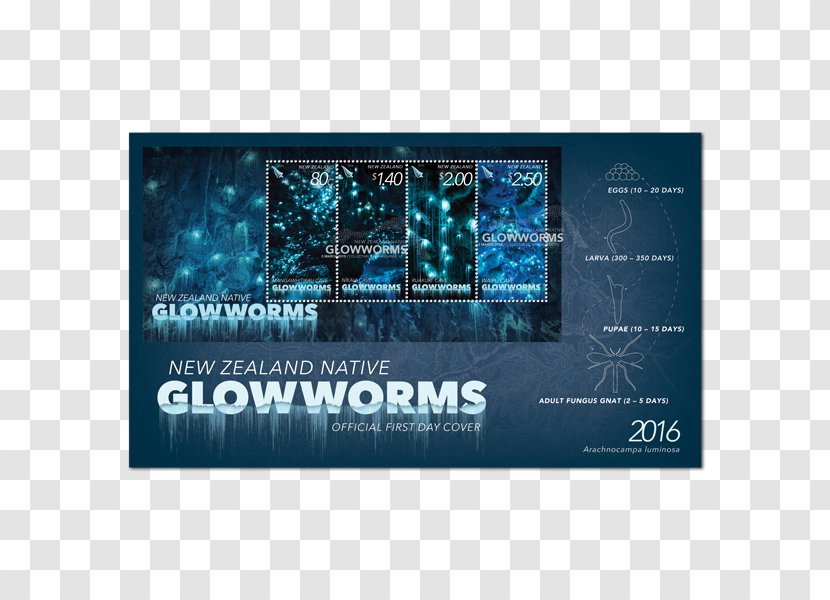 New Zealand Glowworm Postage Stamps Aotearoa - Brand - Cancelled Stamp Transparent PNG