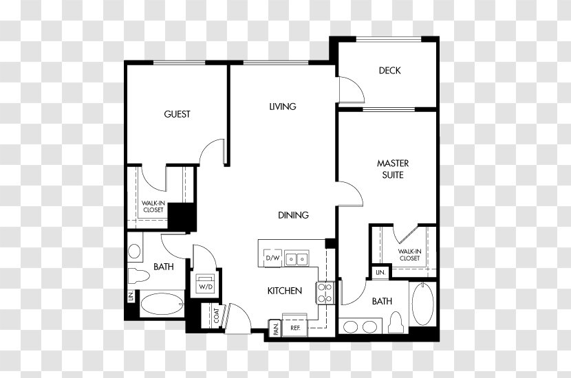 888 San Mateo Apartment Floor Plan Lease Bed - Black And White Transparent PNG