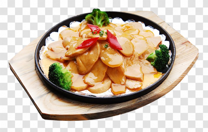 Teppanyaki Thai Cuisine Barbecue Vegetarian Pleurotus Eryngii - Broccoli With Iron Plate Potato Chips Transparent PNG