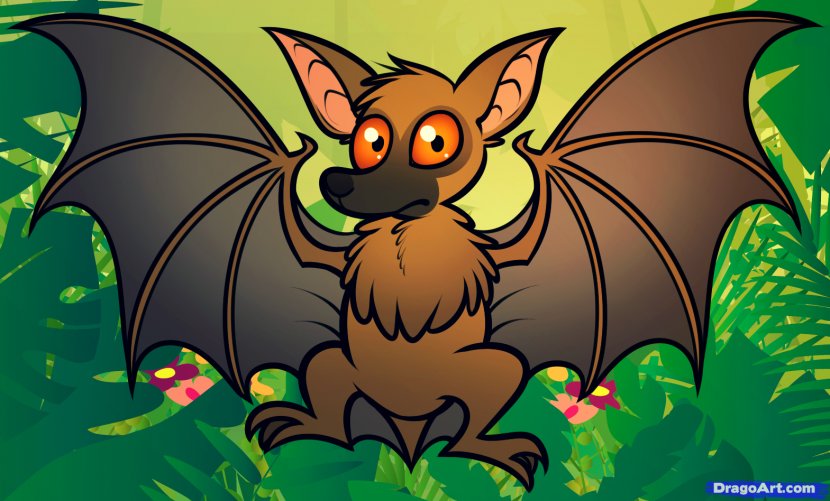 Megabat Drawing Cartoon Clip Art - Bat - Drawings Of Fruit Bats Transparent PNG